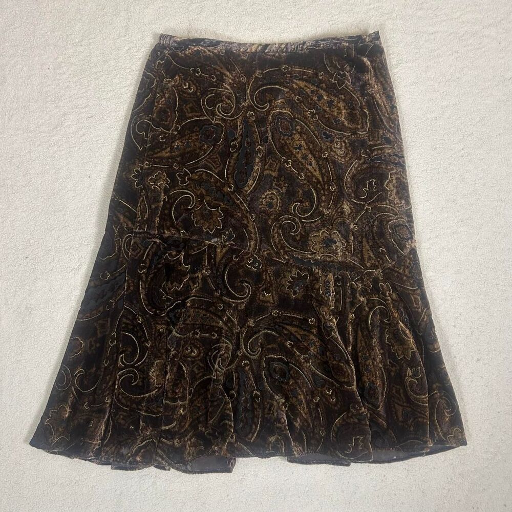 Coldwater Creek Velveteen Whimsigoth Paisley Skirt - Picture 1 of 3